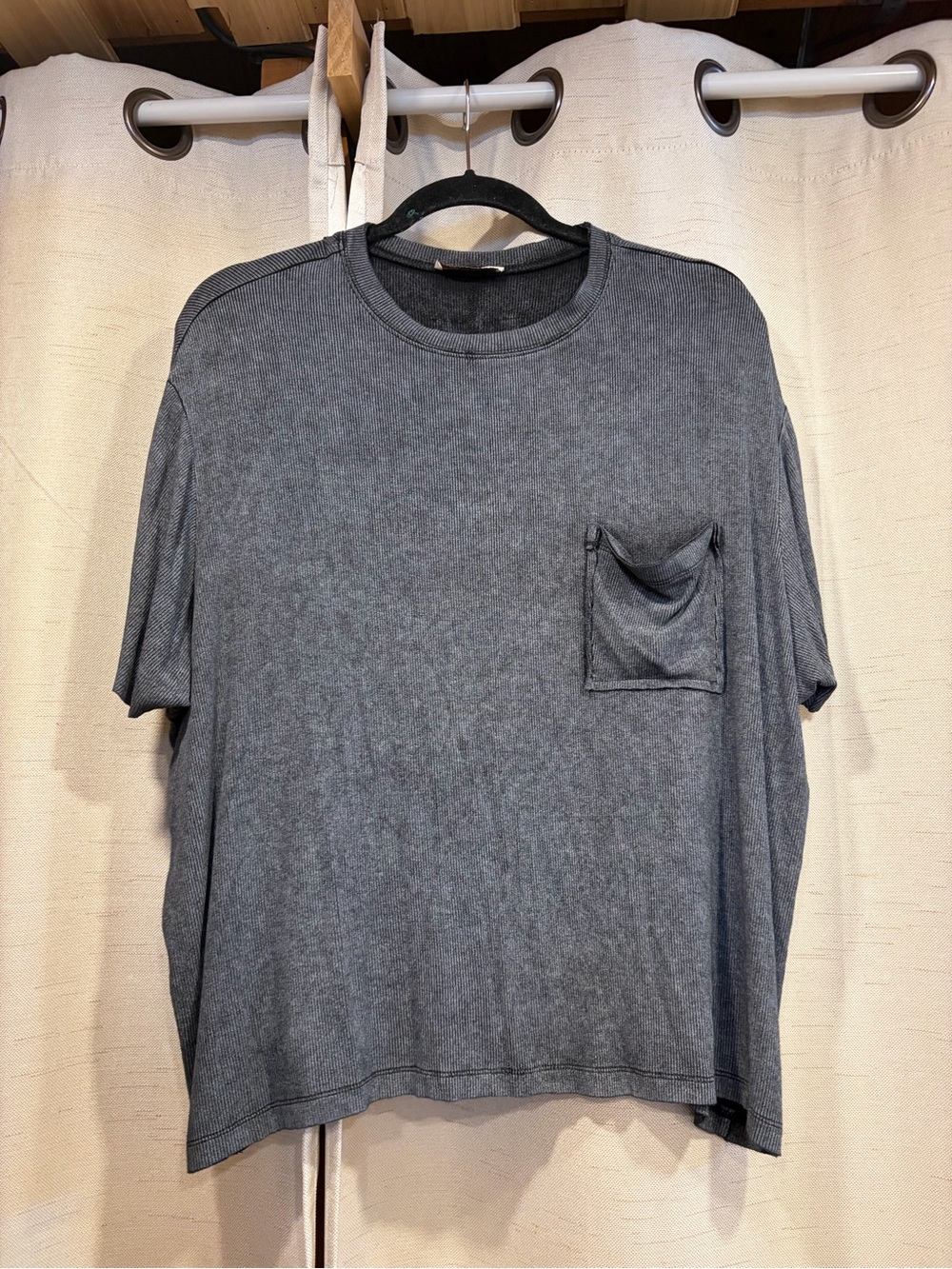 Zenana Ribbed Slouchy Pocket Tee
